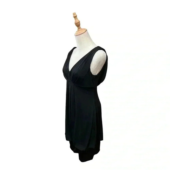 Eliza J Black Bubble dress Career Cocktail Stretch Sleeveless V neck Size 6 - Picture 3 of 7